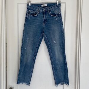 Women's Zara Straight-leg Cropped mid-wash Denim Size 2